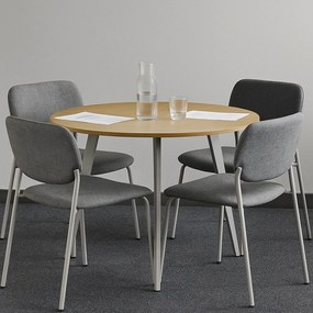 Konferenčný stôl PRIMO VIBE, priemer 100 cm, sivostrieborná podnož, sivá