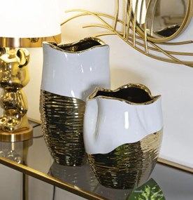 Váza Lux 25 cm zlatá/biela