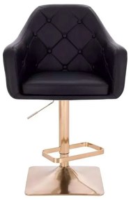 LuxuryForm DESIGN Barová stolička ANDORA na zlatej hranatej podstave - čierna