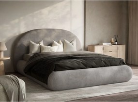 Sivobéžová čalúnená dvojlôžková posteľ s úložným priestorom s roštom 140x200 cm Maumere – Maison de Rêve