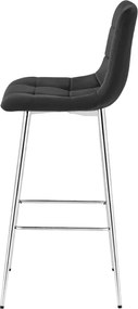 Barová stolička ARCETO zamatová, čierna / strieborná