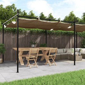 Pergola so zaťahovacou strechou sivohnedá 589x292x230 cm 360121