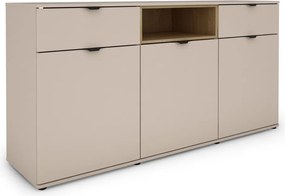 Široká komoda Avola, 180 cm, béžová kašmír/dub cremona