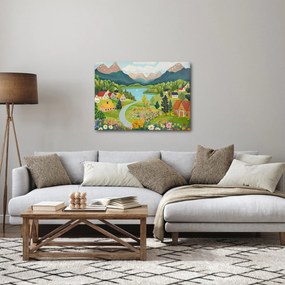 Obraz - Dedina v horách (70x50 cm)