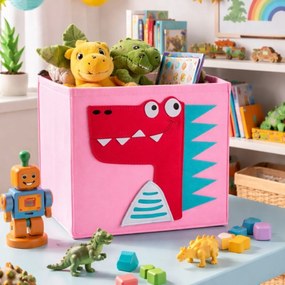 Dětský úložný box DINOSAUR růžový
