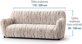 Bielastické poťahy OCEANO NOVÉ béžové trojkreslo (š. 170 - 220 cm)
