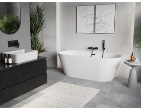 Mexen Oris, voľne stojaca ryhovaná vaňa 170 x 80 cm, biela lesklá, čierny matný prepad, 52871708000-70