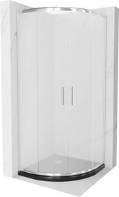 Mexen Rio, štvrťkruhový sprchovací kút s posuvnými dverami 80 x 80 cm, 6mm sklo námraza, chrómový profil + čierna sprchová vanička, 863-080-080-01-30-4170