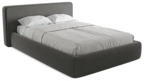 Tmavosivá čalúnená dvojlôžková posteľ s úložným priestorom s roštom 140x200 cm Kiana – Makamii