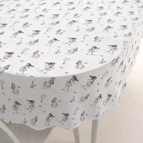 Biante Detský bavlnený oválny obrus Sandra SA-261 Krasokorčuliarky na krémovom 130x200 cm