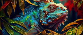 Obraz - Farebný leguán (120x50 cm)