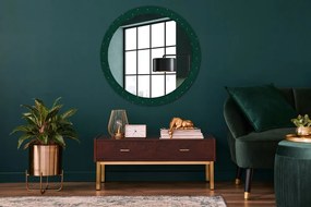 Okrúhle dekoračné zrkadlo s motívom Zelená luxusná šablóna fi 90 cm