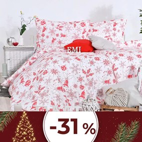 Vianočné obliečky bavlnené Winter EMI: Predĺžený set jednolôžko obsahuje 1x 140x220 + 1x 70x90