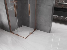 Mexen Velar L Duo, sprchový kút s posuvnými dverami 80 x 80 cm, 8mm číre sklo, ružové zlato, 871-080-080-02-03-60