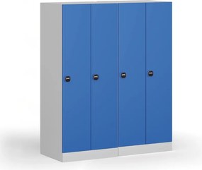 Šatníková skrinka S1 znížená, 2 oddiely, 1500 x 600 x 500 mm, zámok s čítačkou RFID kariet, béžové dvere