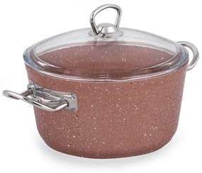 Ružový hliníkový hrniec s pokrievkou Güral Porselen Classic, ø 20 cm