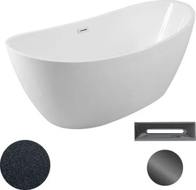 Besco Akrylátová voľne stojaca vaňa Ayla Glam G 170x80 BESCO-Typ výpuste: Click-Clack s prepadom, chróm, BESCO-Rozmery: 170x80, BESCO-Farba: Biela/gr…