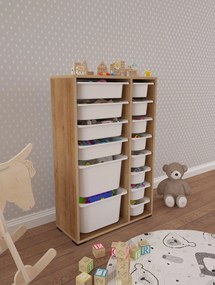 Organizér na hračky Dremonka 7 (dub + biela). Akcia -18%. Vlastná spoľahlivá doprava až k Vám domov. 1124313