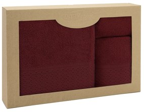 BAVLNENÉ UTERÁKY SOLANO SADA 1 KS 30X50 CM, 1 KS 50X90 CM, 1 KS 70X140 CM BORDOVÁ