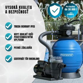 Piesková filtrácia k bazénu AQUA 9 600 l/h, modrá Monzana