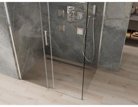 Mexen Omega, sprchovací kút s posuvnými dverami 150 (dvere) x 100 (stena) cm, 8mm číre sklo, chrómový profil, 825-150-100-01-00