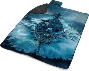 Sablio Plážová deka Vojnová loď prerážajúca oceán: 200x140 cm