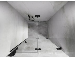 Mexen, Mexen Lunar-F pravé skladacie sprchové dvere 75 cm, priehľadné, čierne - 836-075-000-70-00-P