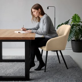 Sada šiestich jedálenských stoličiek LUXANO zamatové, béžové / čierne nohy (6 ks)