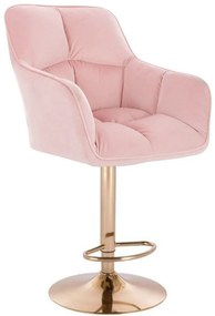LuxuryForm Barová stolička AMALFI VELUR na zlatom tanieri - ružová