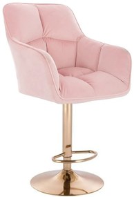 LuxuryForm DESIGN Barová stolička AMALFI VELUR na zlatom tanieri - ružová