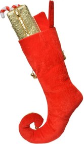 Vianočná dekorácia závesná elfí topánka s darčekmi Merry Christmas - 24*7*46 cm