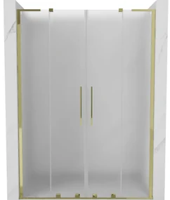 Mexen Velar L Duo, posuvné sprchové dvere do otvoru 150 cm, 8mm sklo námraza, zlatá lesklá, 871-150-003-32-50