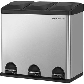 Veľký odpadkový kôš 54 L, recyklačný kôš 3x18 L, strieborný