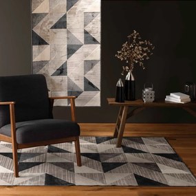 Sivo-béžový koberec s prímesou bavlny 68x110 cm Graphic – douceur d'intérieur