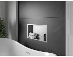 Mexen X-Wall-R, polička na zapustenie na obklad s golierom 60 x 30 cm, oceľová, 1910603010