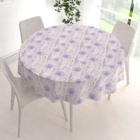 Biante Dekoračný okrúhly obrus PML-069 Fialové kvety na bielom Ø 120 cm