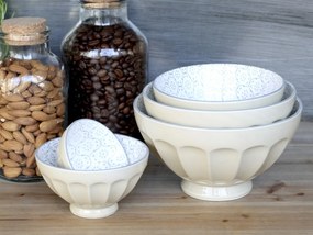 Set 5ks latté porcelánová miska s kvetmi vo vnútri Arés - Ø15*9 cm