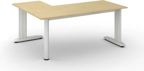 Rohový kancelársky písací stôl PRIMO FLEXIBLE, 180x140 cm, breza