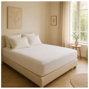 Biela napínacia plachta z bavlny Renforcé 200x140 cm Ranforce – Mila Home Luxury