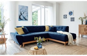 Námorníckymodrá rozkladacia rohová pohovka Miuform Dazzling Daisy L, pravý roh