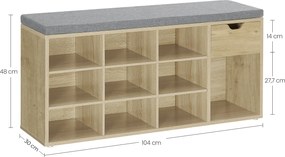 Botník s lavicou so sivým sedákom a zásuvkou TAYLOR ARTISAN 104x30x48 cm, biely