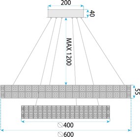 Toolight Toolight, LED stropné svietidlo 60cm, 64W, 4000K, 5000lm, MS007-CP, chrómová, OSW-09617