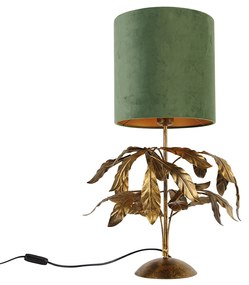 Vintage stolná lampa starožitné zlato so zeleným tienidlom - Linden