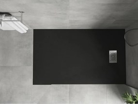 Mexen Hugo, obdĺžniková sprchová vanička SMC 150 x 90 cm, čierna, oceľová krytka, 42709015-X