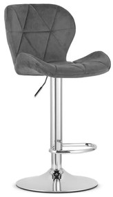 Barová stolička WEST zamatová, sivá (chrómová noha)