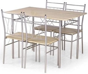 Sada stôl Faust + 4 stoličky mdf/oceľ – sonoma