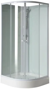 Aqualine AIGO, štvrťkruhový sprchový box, zástena 900x900x2040mm, biely profil, číre sklo, YB93