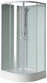 Aqualine AIGO, štvrťkruhový sprchový box, zástena 900x900x2040mm, biely profil, číre sklo, YB93