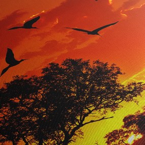 Obraz vtákov pri západe slnka (120x50 cm)
