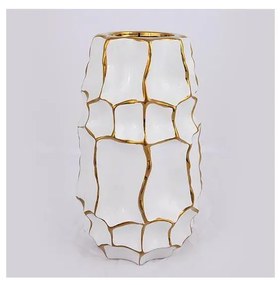 Keramická váza 25x14,5 cm zlatá/biela